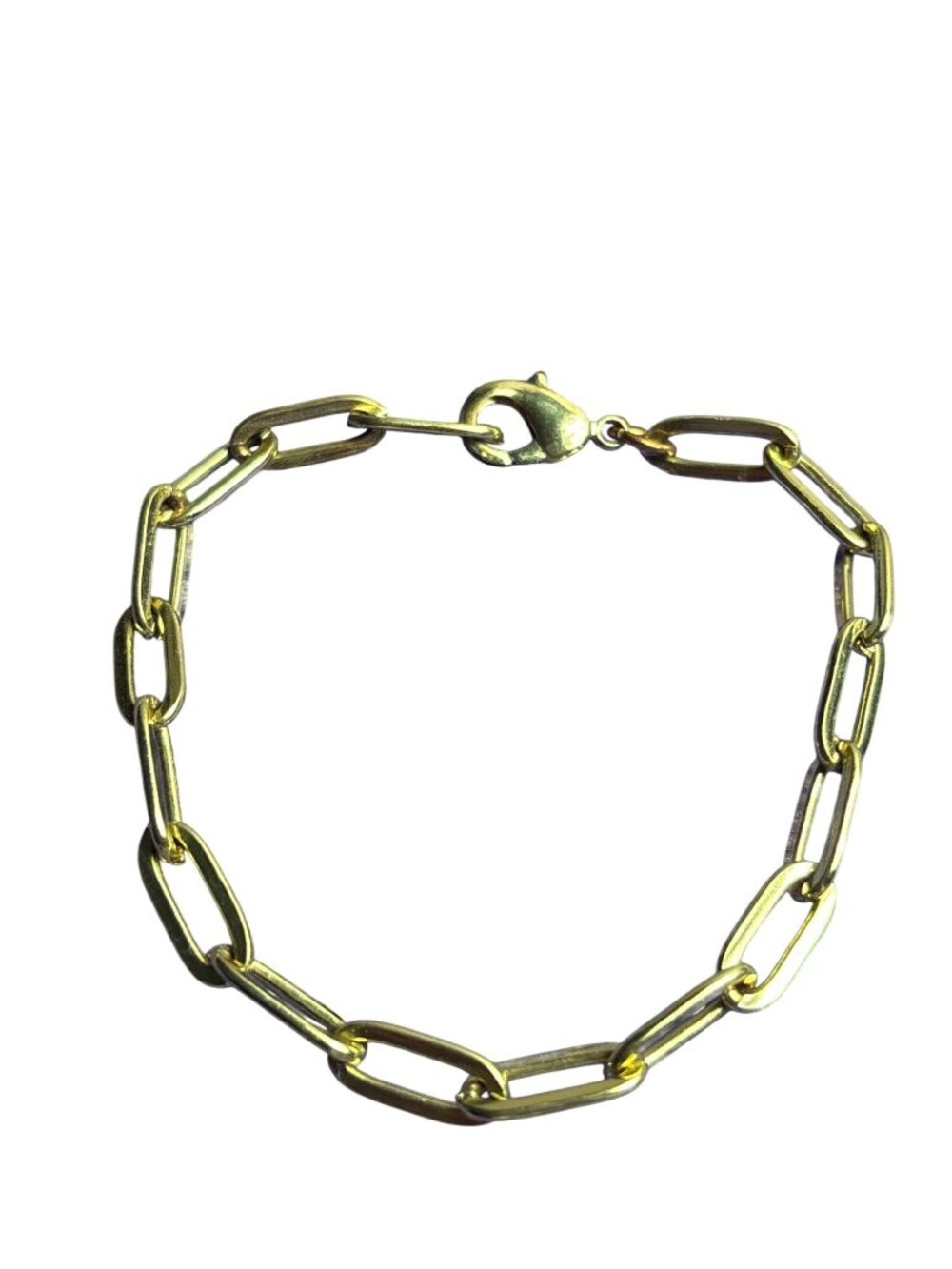 Chunky Goldtone Paperclip Chain Bracelet Lobster Clasp 7 inches
